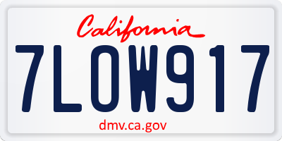 CA license plate 7LOW917