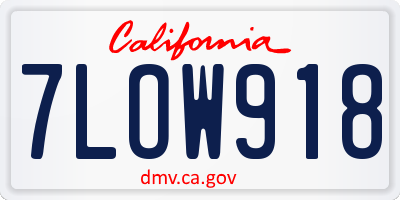 CA license plate 7LOW918