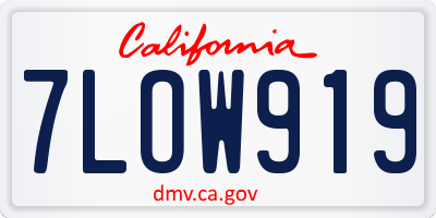 CA license plate 7LOW919