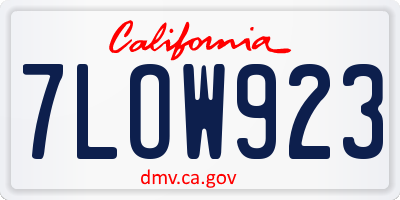 CA license plate 7LOW923