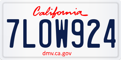 CA license plate 7LOW924