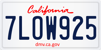 CA license plate 7LOW925