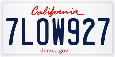 CA license plate 7LOW927