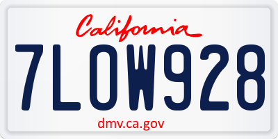 CA license plate 7LOW928