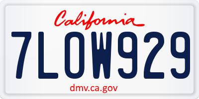 CA license plate 7LOW929