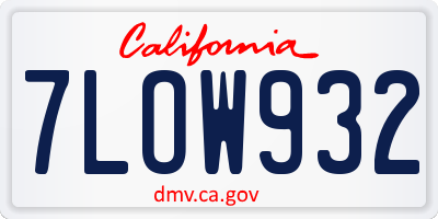 CA license plate 7LOW932