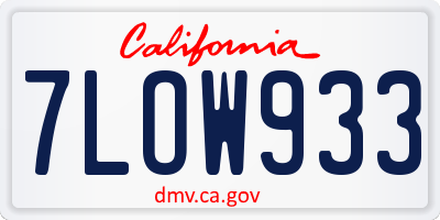 CA license plate 7LOW933