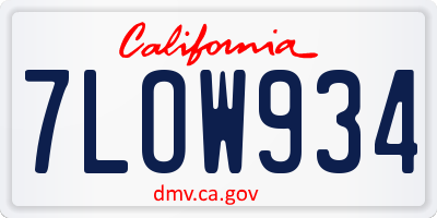 CA license plate 7LOW934