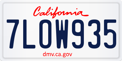 CA license plate 7LOW935