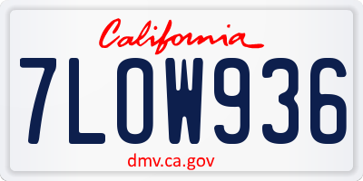 CA license plate 7LOW936
