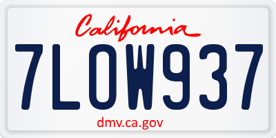 CA license plate 7LOW937