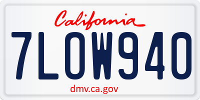 CA license plate 7LOW940