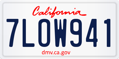 CA license plate 7LOW941