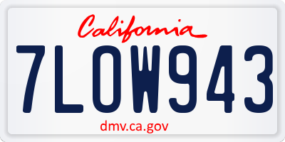CA license plate 7LOW943