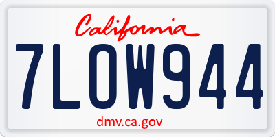 CA license plate 7LOW944