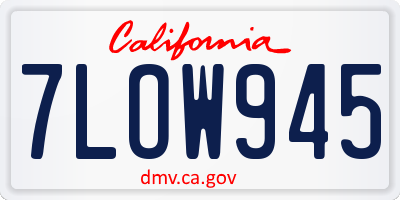 CA license plate 7LOW945
