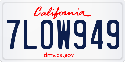 CA license plate 7LOW949