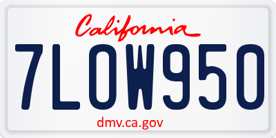 CA license plate 7LOW950