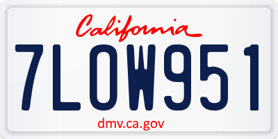CA license plate 7LOW951