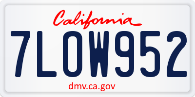 CA license plate 7LOW952
