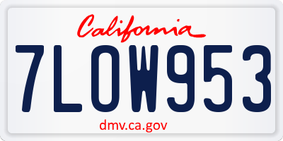 CA license plate 7LOW953