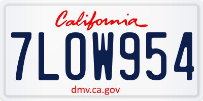 CA license plate 7LOW954