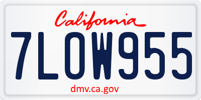 CA license plate 7LOW955