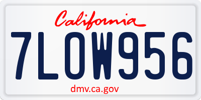 CA license plate 7LOW956