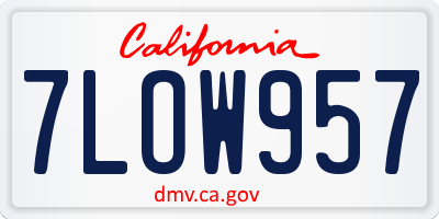 CA license plate 7LOW957