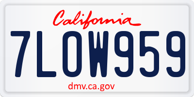 CA license plate 7LOW959