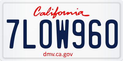 CA license plate 7LOW960