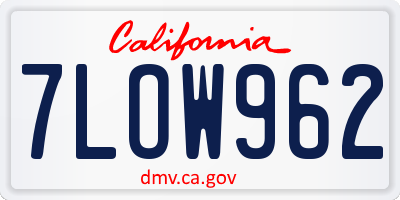 CA license plate 7LOW962