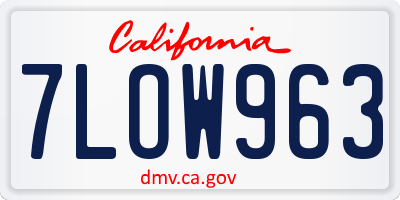 CA license plate 7LOW963