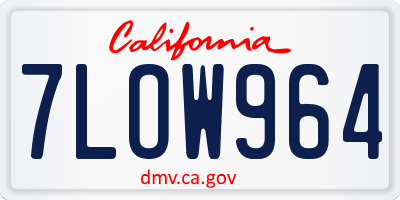 CA license plate 7LOW964