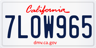 CA license plate 7LOW965