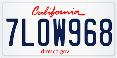 CA license plate 7LOW968