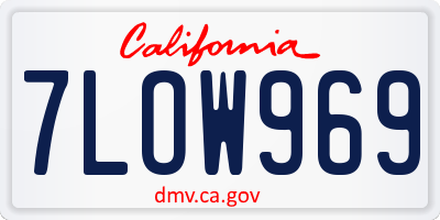 CA license plate 7LOW969