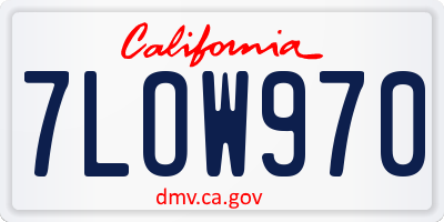 CA license plate 7LOW970
