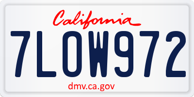 CA license plate 7LOW972