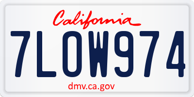 CA license plate 7LOW974