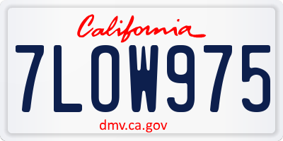 CA license plate 7LOW975