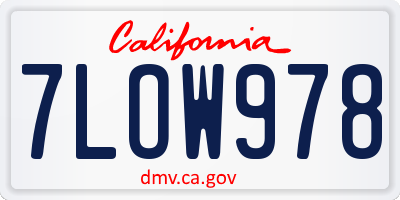 CA license plate 7LOW978
