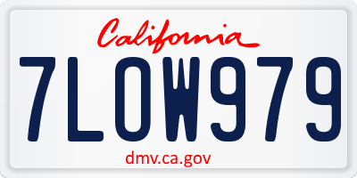 CA license plate 7LOW979