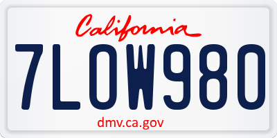CA license plate 7LOW980