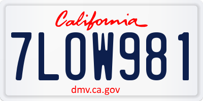 CA license plate 7LOW981