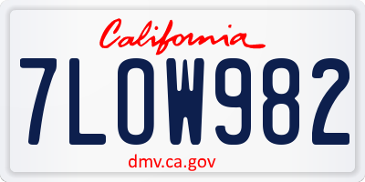 CA license plate 7LOW982
