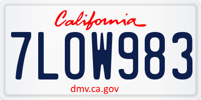 CA license plate 7LOW983