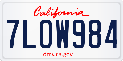 CA license plate 7LOW984