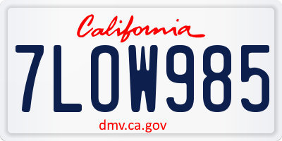 CA license plate 7LOW985