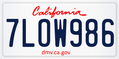 CA license plate 7LOW986